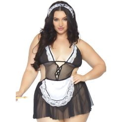 Leg Avenue French Maid Kostume Plus Size - Sort - Plus size